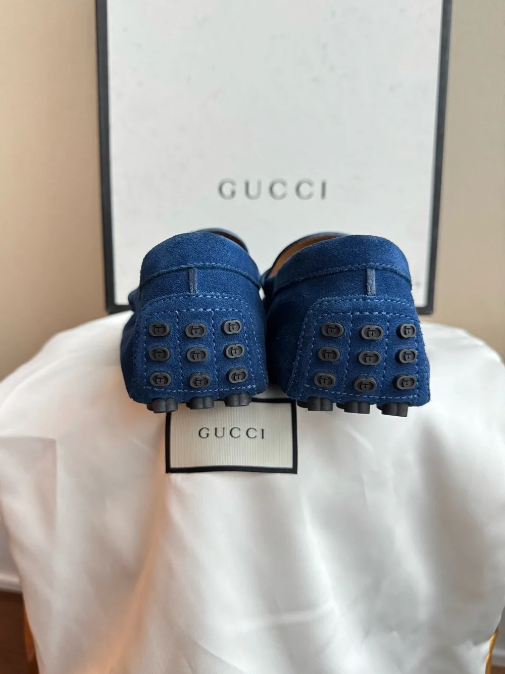 NWT Gucci Men’s Horsebit Loafers in Royal Blue, Suede, size 7 (US Men’s 7.5)